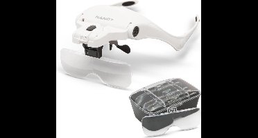 Handy - Vergrootglas Bril - Loepbril met LED verlichting - met 5 lenzen - met Elastische band én Brilframe - Loeplamp Hoofdband - voor Diamond Painting, Solderen, Lezen en DIY