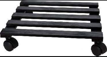 Pro Garden Plantentrolley - hout - zwart - vierkant - 28 x 28 cm - 50 kilo