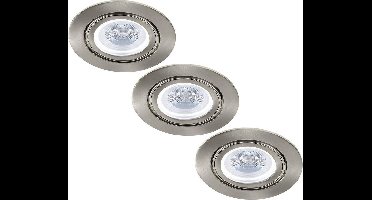 HOFTRONIC - Set van 3 LED Inbouwspots Lublin - GU10 2700K 5 Watt 400 Lumen - Kantelbaar en Dimbaar - Plafondspots - Geborsteld aluminium