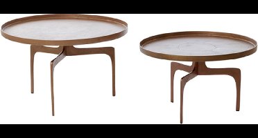 Light & Living Salontafel Pano Set van 2 stuks - Donker Brons - Rond