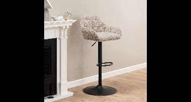 2x Sohome Draaibare Barkruk Otto Bouclé - Beige (zithoogte 63-84cm)