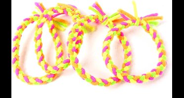 Vlechtelastiek roze-geel-groen-oranje