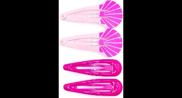 Klik-klak haarspeldjes paars-roze met hoorntje