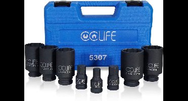 CCLIFE - 8-Delig - Meertands - Gereedschap voor Aandrijfassen - Krachtdop - Moersleutel - SW 30 - 32 - 34 - 35 - 36 mm - 12 Zijden - 12,5 mm - (1/2") - Doppen & Dopsleutelsets - Dopsleutels - Vierkant