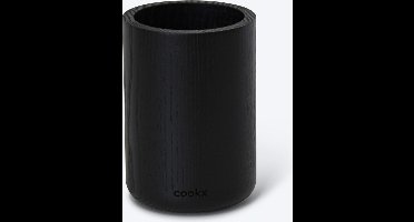 COOKX - Eikenhouten lepelhouder aanrecht - Keukengerei Houder/Lepelhouder - Spatelpot zonder inhoud - Matzwart