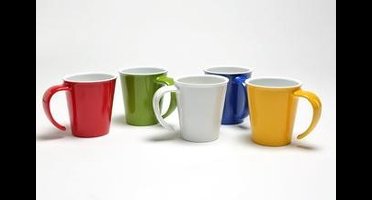 Beker met één groot open handvat : 350 ml - groen/wit