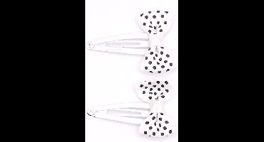 Klik-klak haarspeldjes wit met zwarte stippen strik