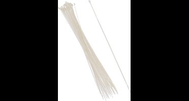 Gerimport tie-wraps/kabelbinders - 60x stuks - wit - kunststof - 45 cm