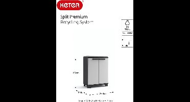 Keter Split Premium Buitenprullenbak - 68x39x92cm - Zwart/Grijs