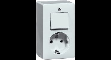 Peha wandschakelaar en wandcontactdoos combinatie 2-polig universeel wit - 00275621 - E3MG2