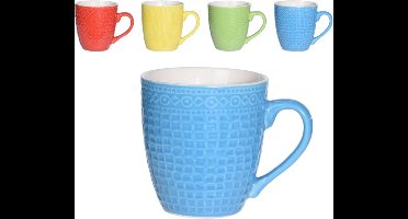 Set van 16x stuks luxe gekleurde stoneware bekers/koffiekopjes 240 ml - Kopjes/koffiebekers