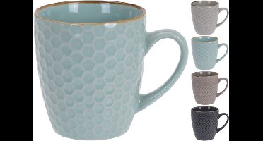 Excellent Houseware luxe gekleurde stoneware bekers/koffiekopjes - 16x - 300 ml - Koffiebekers