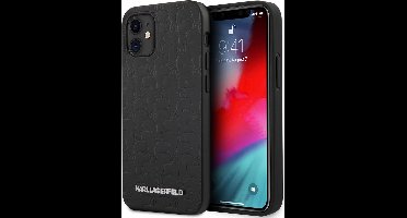 iPhone 12 Mini Backcase hoesje - Karl Lagerfeld - Effen Zwart - Silicone