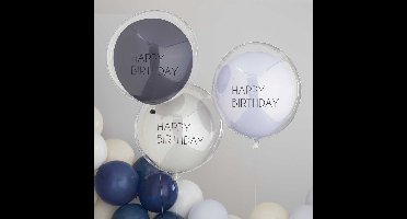 Ginger Ray - Ginger Ray - 3 Blue & Grey Double Layered Happy Birthday - 18 inch