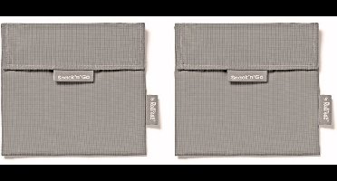Snack'n'Go Active Grijs - Herbruikbaar Boterhamzakje en Snackverpakking - Sluiting met klittenband - BPA-vrij - Waterdichte binnenlaag - Wasbaar tot 60°C - 2 stuks