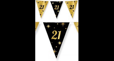 21 jaar Leeftijd verjaardag vlaggetjes - zwart/goud - 10 meter - versiering - feestartikelen