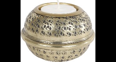 Theelichth "Duo" S goud metaal 8x8x6cm