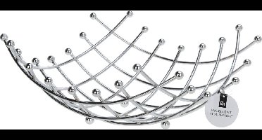 Excellent Houseware Fruitschaal - chroom - 32 x 32 cm - fruitmanden - Basic model -vierkant