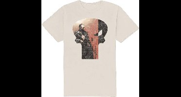 Marvel The Punisher - Skull Outline Character Heren T-shirt - S - Creme