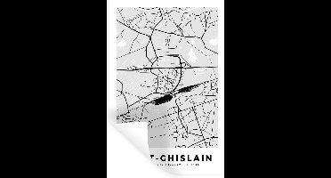 Muurstickers - Sticker Folie - Stadskaart – Zwart Wit - Kaart – Saint Ghislain – België – Plattegrond - 20x30 cm - Plakfolie - Muurstickers Kinderkamer - Zelfklevend Behang - Zelfklevend behangpapier - Stickerfolie