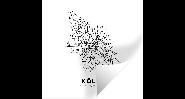 Muurstickers - Sticker Folie - Plattegrond – Köln – Zwart Wit – Stadskaart - Kaart - 30x30 cm - Plakfolie - Muurstickers Kinderkamer - Zelfklevend Behang - Zelfklevend behangpapier - Stickerfolie