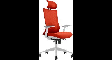 Euroseat ergonomische bureaustoel met hoofdsteun Verona. Uitvoering rug & zitting oranje. Voldoet aan de NEN EN 1335 norm.
