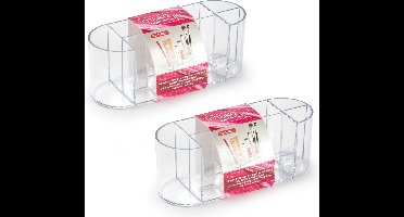 Set van 2x stuks plasticforte make-up organizers - 8-vaks - 17 x 6,5 cm - makeup houder