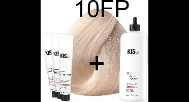 Kis KeraCream Color - 100ml - Haarverf Set - 10FP Parelblond | KIS - (3 x haarverf & 1L waterstofperoxide)