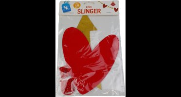 Love Slinger - Rood / Goud - Papier - Feest - Valentijnsdag - Valentijn - 1,8 m