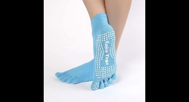 Yogasokken - Yoga sokken - Lichtblauw - Maat 36-40 - Teensokken - Antislip - Pilatessokken - Sportsokken