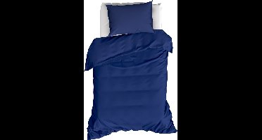 Moodit Dekbedovertrek Basil Navy Bleu - Eenpersoons - 140 x 220 cm - Katoen