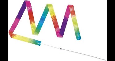 Danslint aan stok - regenboog kleuren - kunststof - 200 cm - gymnastiek lint