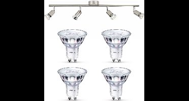 Philips Limbali Opbouwspot (Mat Chroom) - Warmwit Licht - Plafondspot met 4 Lichtpunten - GU10 - SceneSwitch - Eenvoudig Dimbaar met Je Klassieke Schakelaar