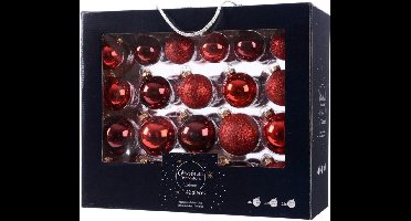 Decoris Kerstballen - 42x - rood - 5-6-7 cm - glas - mat/glans/glitter - kerstversiering - Kerstboomversiering