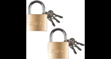 Kinzo Hangslot - 4x stuks - messing - 50mm - inclusief 3 sleuteltjes - Kofferslot - Bagageslot - slotje