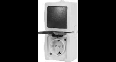 Nautic Verticaal stopcontact - spatwaterdicht - randaarde - wit/antraciet - IP44