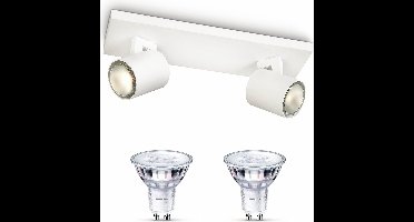 Philips Runner Opbouwspot (Wit) - Warmwit Licht - Plafondspot met 2 Lichtpunten - GU10 - SceneSwitch - Eenvoudig Dimbaar met Je Klassieke Schakelaar