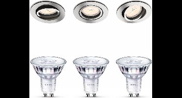 Philips Donegal Set van 3 Inbouwspots (Chroom) - Rond - GU10 - Warmwit Licht - SceneSwitch - Eenvoudig Dimbaar met Je Klassieke Schakelaar