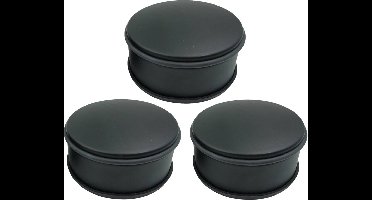Svenska Living Deurstopper voor binnendeuren - 3x - zwart - rond - 1,2 kg - 12 x 6 cm - met rubberen rand