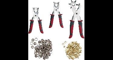 Parkside Gatentangset - Maak je zelfgemaakte kleding helemaal af met een drukknoop - 128 Delig - Revolvertang & Drukknooptang Gatentang Set - Drukknopen Tang Ponstang Riemen & Leer - Pijptang - Voor het ponsen of plaatsen van drukknopen en oogjes