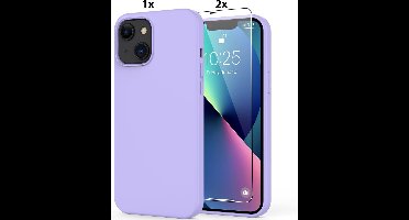 Hoesje Geschikt voor iPhone 12 Mini Soft Nano siliconen Gel Lila Paars Hoesje Met 2X Glazen screenprotector