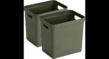 Sunware Opbergbox Sigma - 4x - kunststof - donkergroen - 25 liter - Opbergbakken/opbergers - 35 x 25 x 36 cm