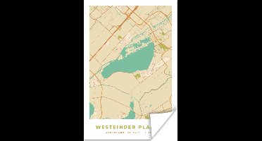 Poster Westeinder Plassen - Stadskaart - Vintage - Plattegrond - Kaart - 20x30 cm