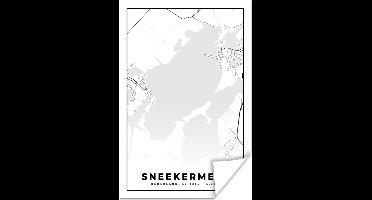 Poster Stadskaart - Friesland - Kaart - Plattegrond - Sneekermeer - 20x30 cm