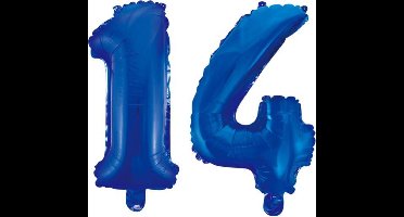 Folieballon 14 jaar blauw 86cm