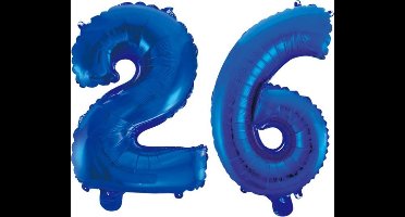 Folieballon 26 jaar blauw 86cm