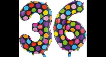 Folieballon 36 jaar stippen 86cm