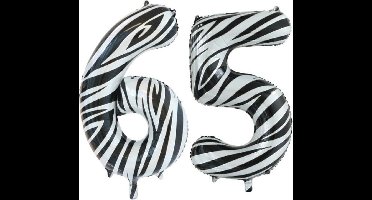 Folieballon 65 jaar zebra 86cm