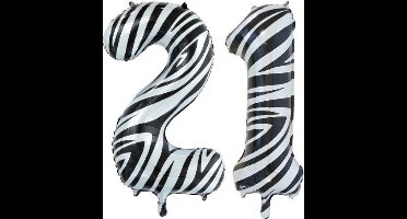 Folieballon 21 jaar zebra 86cm