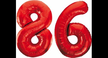 Folieballon 86 jaar rood 86cm
